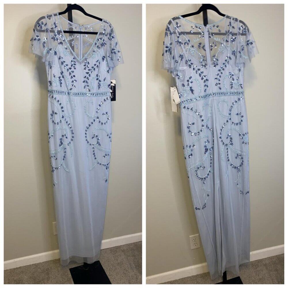 Long Dress by Papell Studio with Ruffles and bBeads - Picture 2 of 11